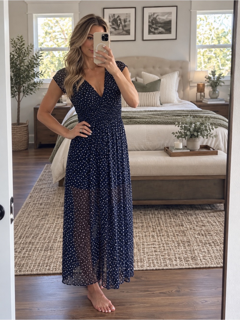 Navy Polka Dot Dress